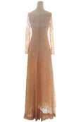 Rent: Joanna - Peach Long Sleeves Beaded Dress