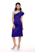 Karen Millen - Buy: Blue One Shoulder Satin Cocktail Dress-The Dresscodes - 1