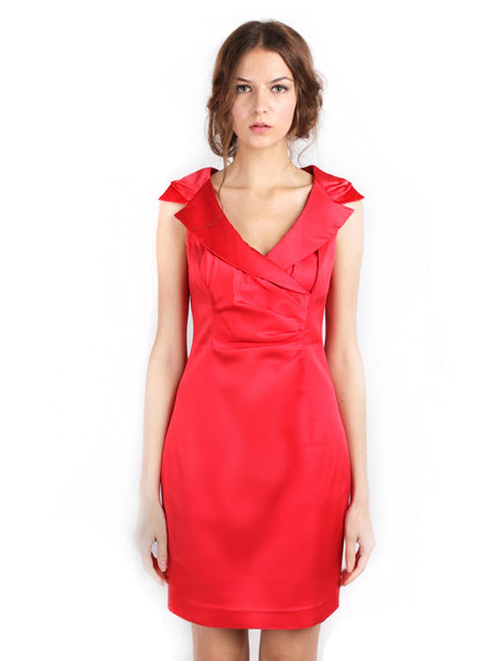 Kay Unger - Buy: Collared Red Cocktail Dress-The Dresscodes - 1