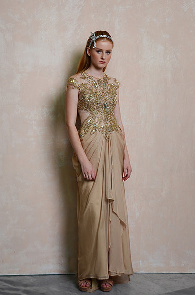 Rent: Susana Bridal Golden Draped Gown