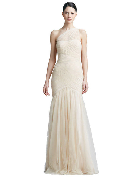 Monique Lhuillier - Buy: Cream White Tulle Gown-The Dresscodes
