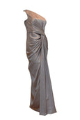 Rent : Mathana Brown One Shoulder Pleated Satin Dress