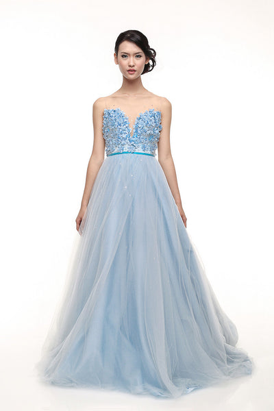 Monica Ivena - Rent: Monica Ivena Iceberg Blue Sweetheart Ball Gown-The Dresscodes - 1
