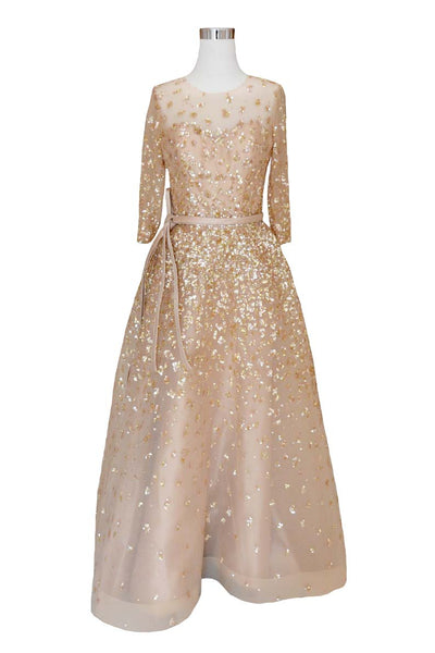 Sale: Yefta Gunawan Rose Gold Longsleeve Aline Gown With Belt