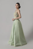 Priska Henata - Buy: Pastel Green Embroidered Tulle Gown-The Dresscodes - 3