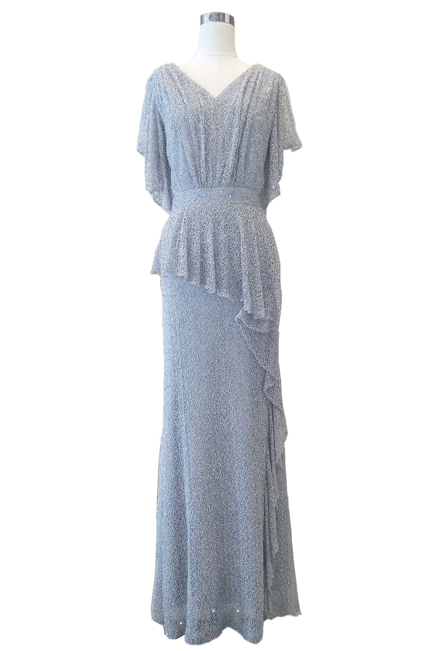 Buy : Private Label - Silver Ruffles Gown