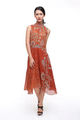 Parang Kencana - Buy: Parang Kencana Orange Silk Batik Chiffon-The Dresscodes - 1