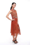 Parang Kencana - Buy: Parang Kencana Orange Silk Batik Chiffon-The Dresscodes - 2