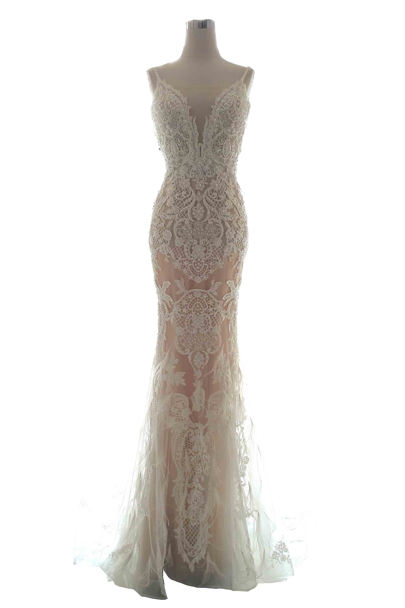 Rent: Queen of Hearts - Deep V-neck Ethereal Mermaid Wedding Dress
