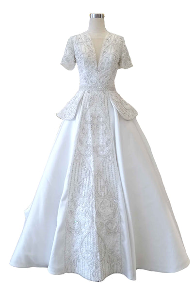 Rent: Sebastian Sposa - Short Sleeves Sateen A-Line Wedding Gown