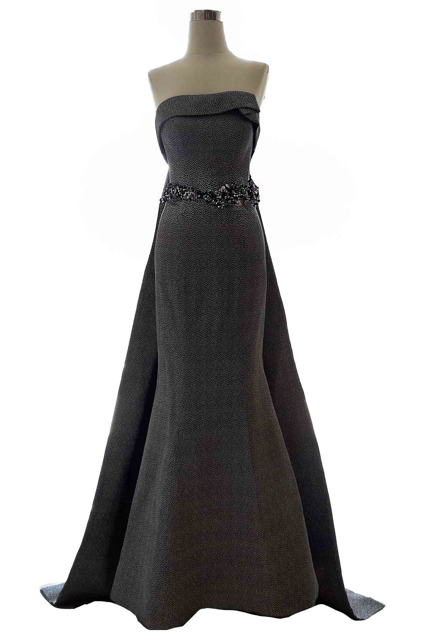 Rent: Stella Lunardy - Strapless Dark Grey A Line Dress With Brooch