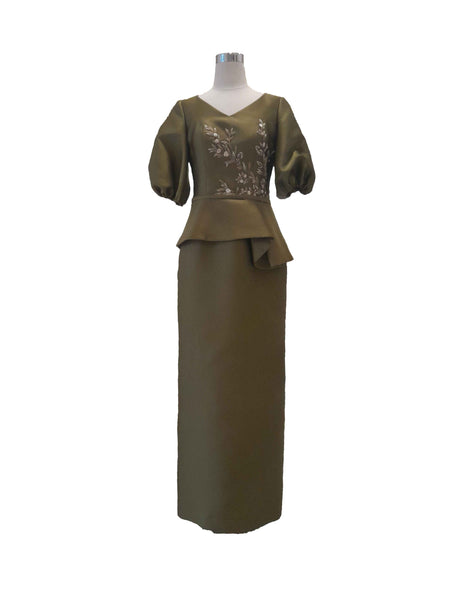 Buy : Stella Lunardy - Green Sateen Gown