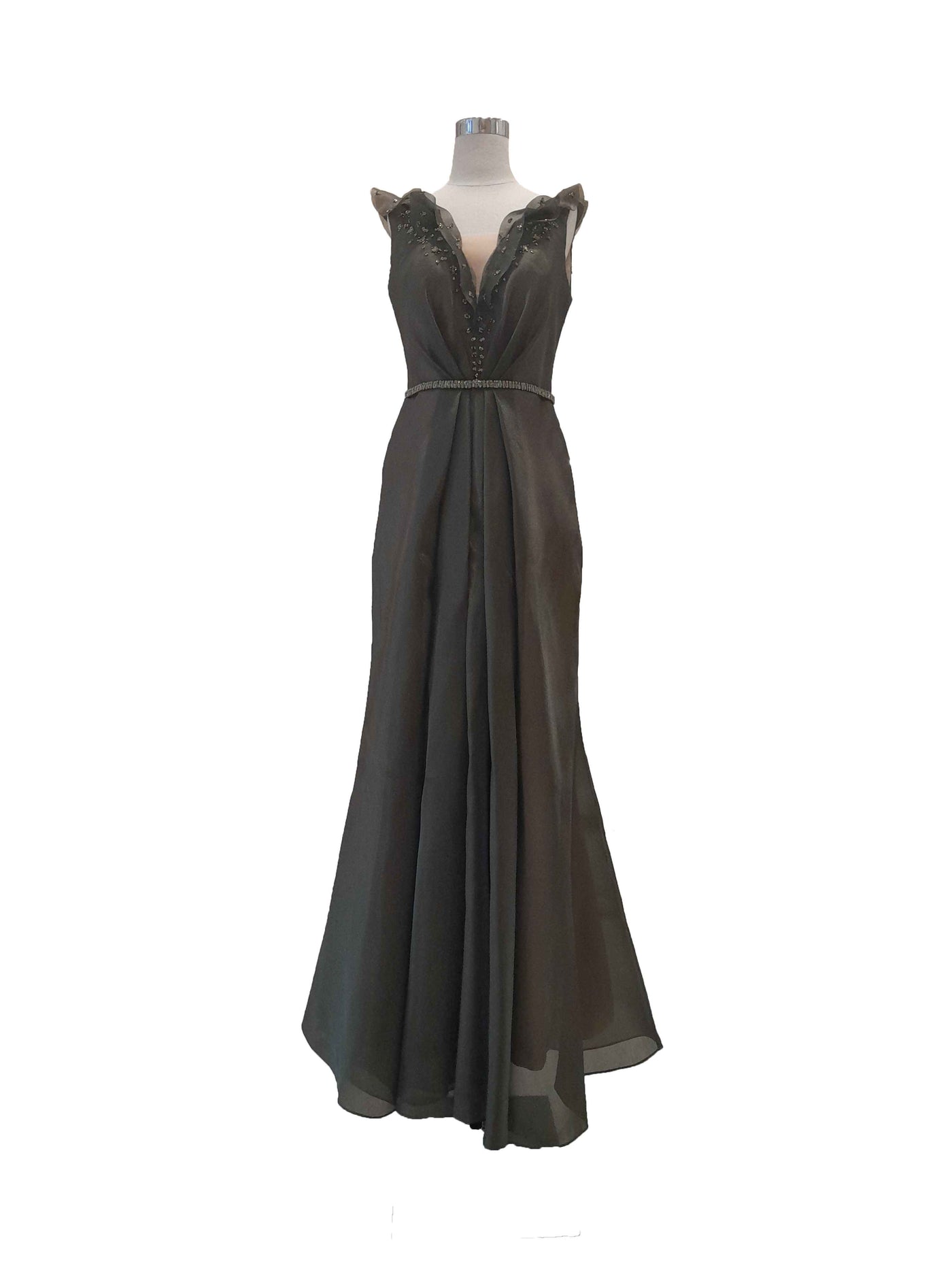 Buy : Stella Lunardy - Green V-Neck Gown