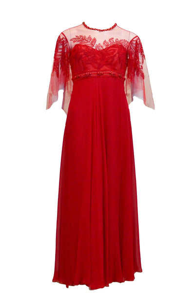 Rent: Studio 133 by Biyan - Red 3/4 Sleeves Chiffon Long Dress