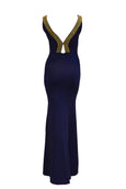 Rent: TFNC - Jewel Gold Neck and Navy Blue Maxi with Slit