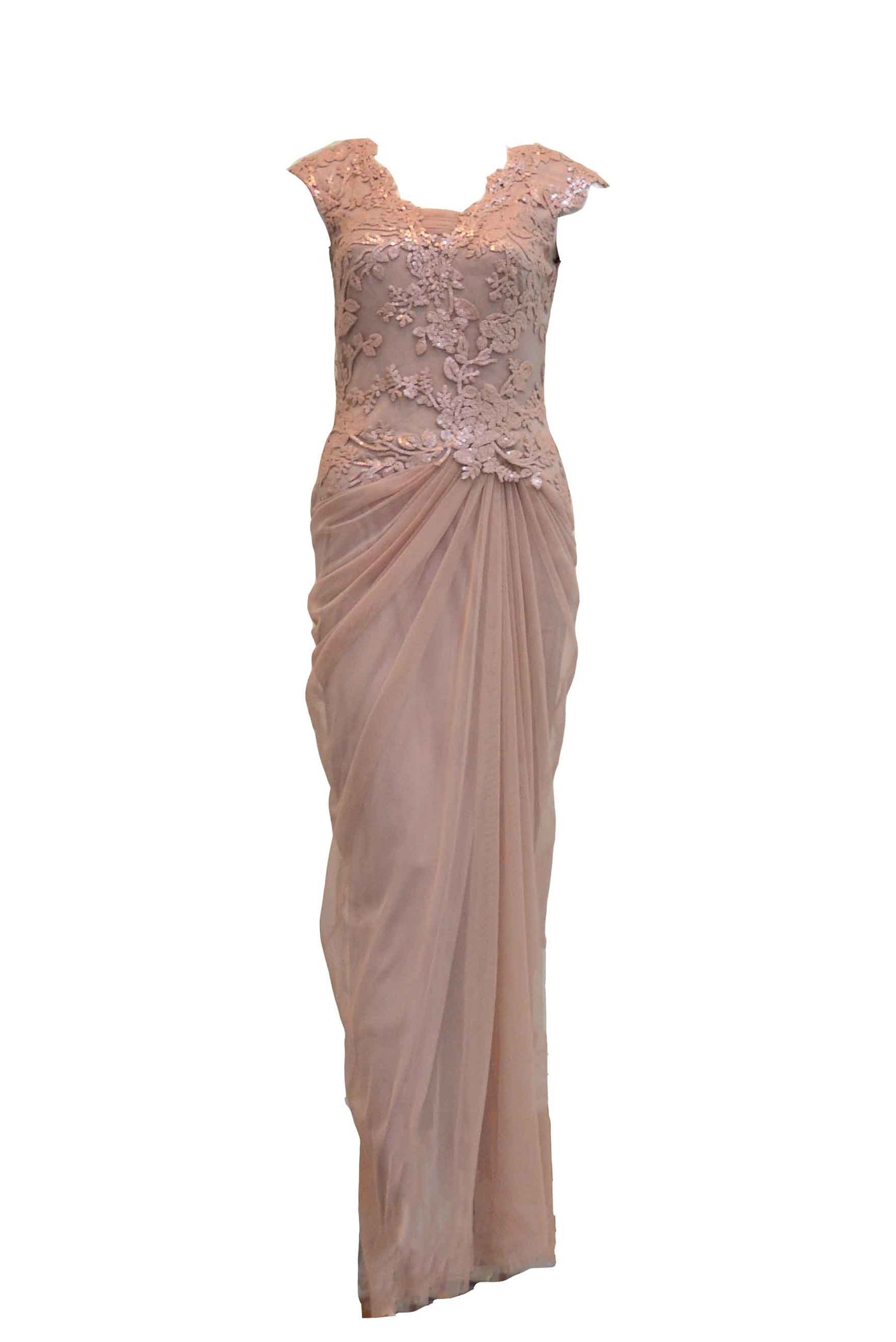 Rent: Tadashi Shoji - Dusty Pink Tulle with Sequins Dress