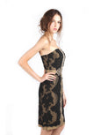 Votum by Sebastian Gunawan - Buy: Strapless Black Gold Lace Dress-The Dresscodes - 1