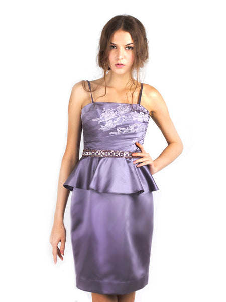 Votum by Sebastian Gunawan - Buy: Peplum Purple Strapless Dress-The Dresscodes - 1