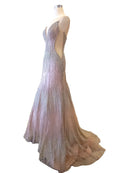 Rent : Wiki Wu -  Rose Gold V Neck Mermaid Gown