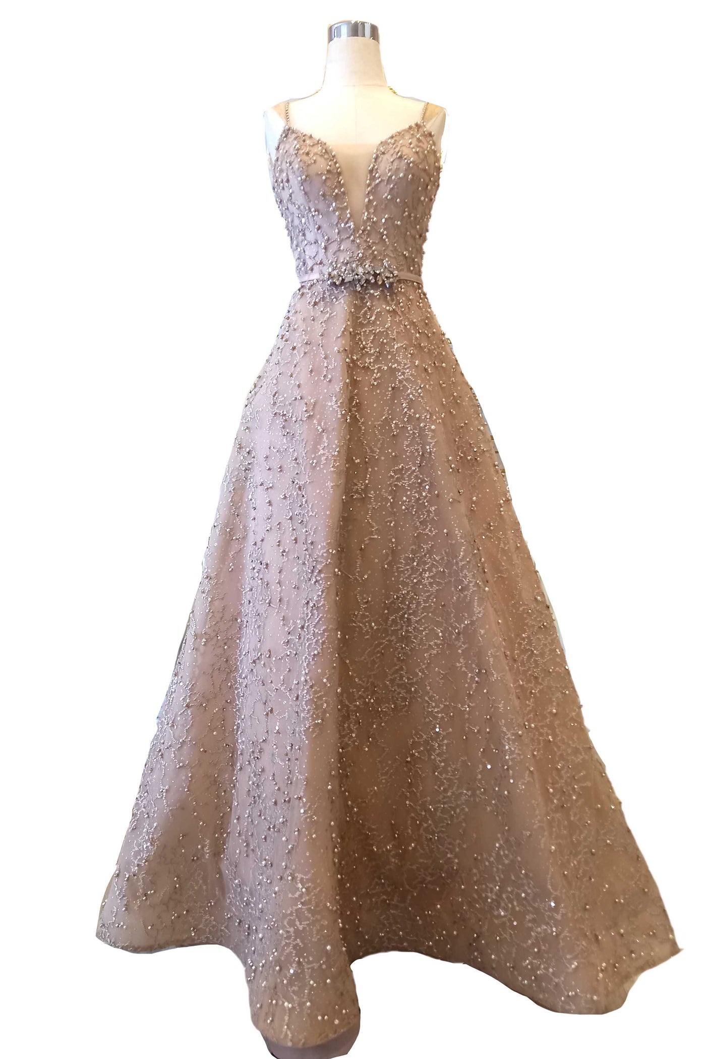 Rent: Winda Halomoan - Gold Sweetheart A Line Gown with Cape