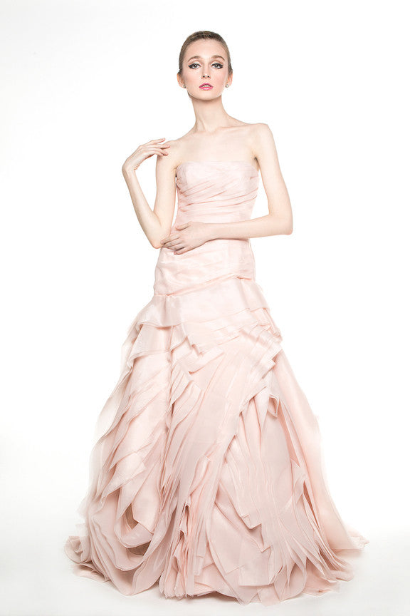 WHITE by Vera Wang - Rent: WHITE by Vera Wang Blush Organza Trumpet Gown-The Dresscodes - 1