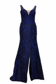 Rent: Winda Halomoan - Navy Blue Sleeveless V-neck A-Line Gown
