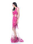 Windy Chandra Couture - Buy: Fuschia Tulle Leg Gown-The Dresscodes - 3