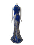 Rent : Albert Yanuar - Blue Cheongsam Embriodery Gown