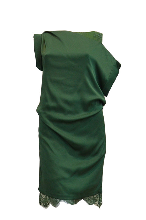 Buy: iRoo Green Silk Lace Cocktail Dress