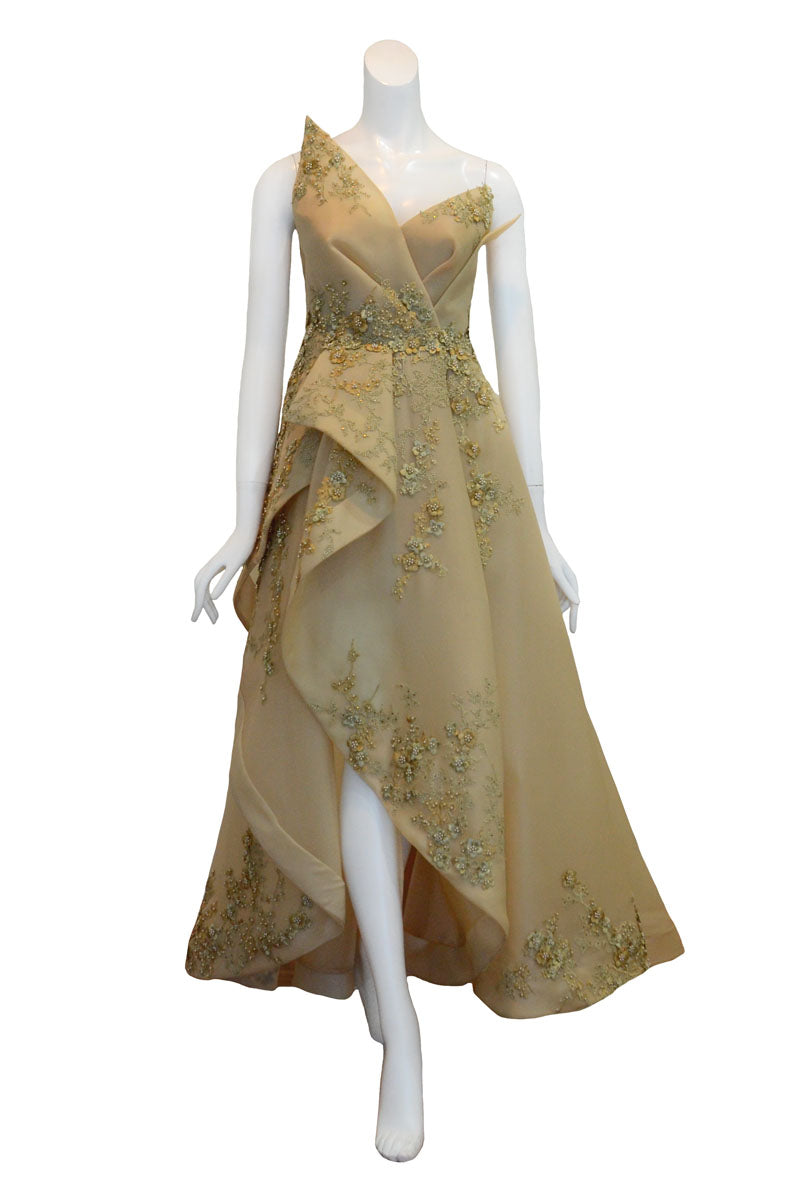 Sale: Stella Ong Gold Beaded Gown