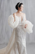 Rent: Yefta Gunawan - White V-Neck Wedding Gown with Puffed Sleeves